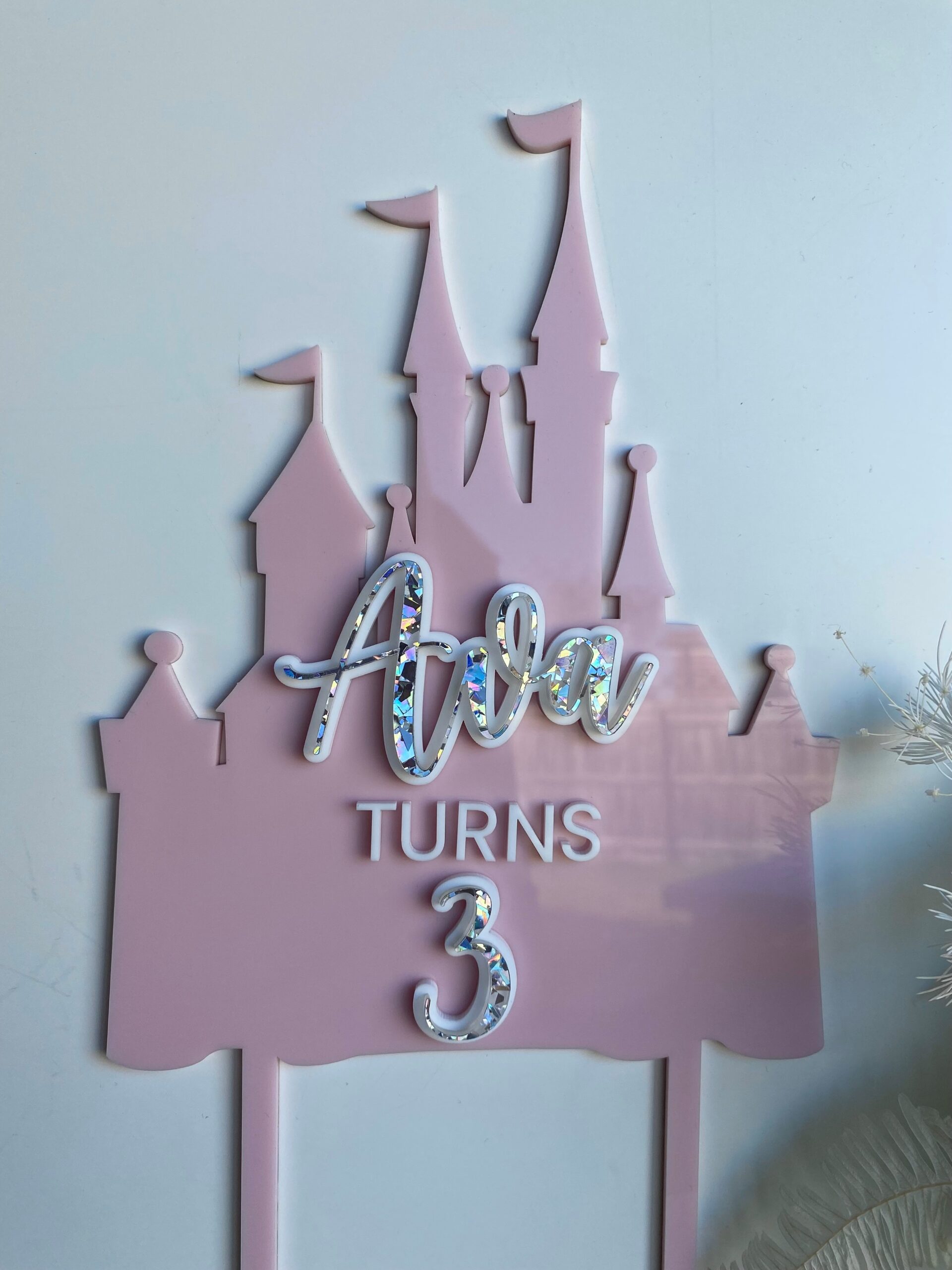 Personalised Castle Acrylic Cake Topper - Ember & Bloom Designs