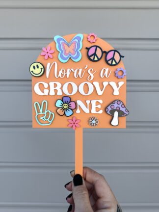 Groovy One Paddle Cake Topper